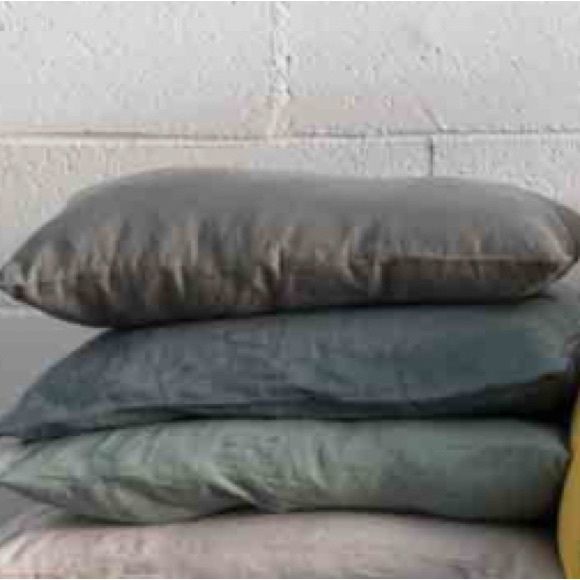 New HAOMY figari European Flax linen pillow sham set of three blue green 15x24